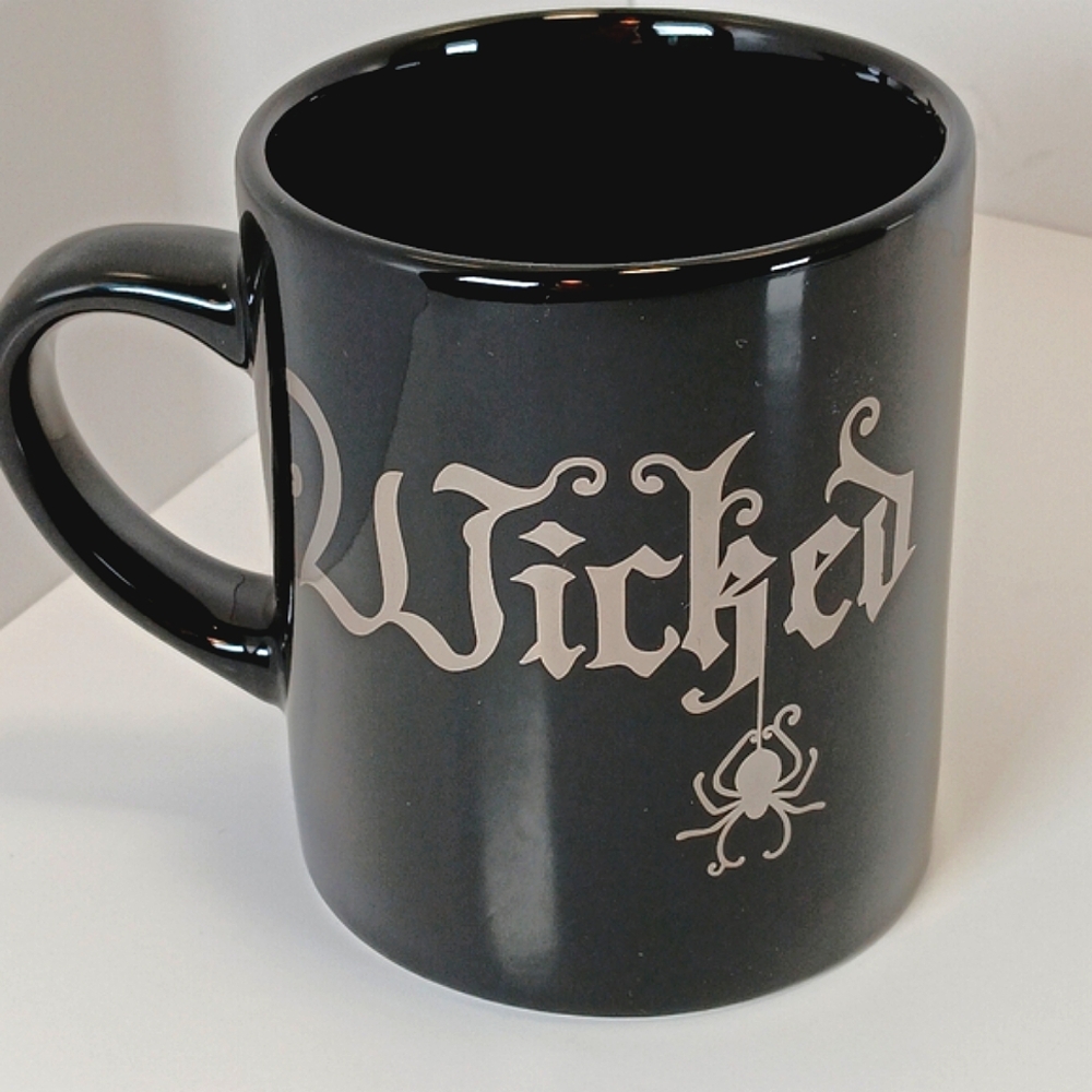 NWOT Wicked Mug 12 Oz Movie Merch Cup Black Silver Gothic Text Gift